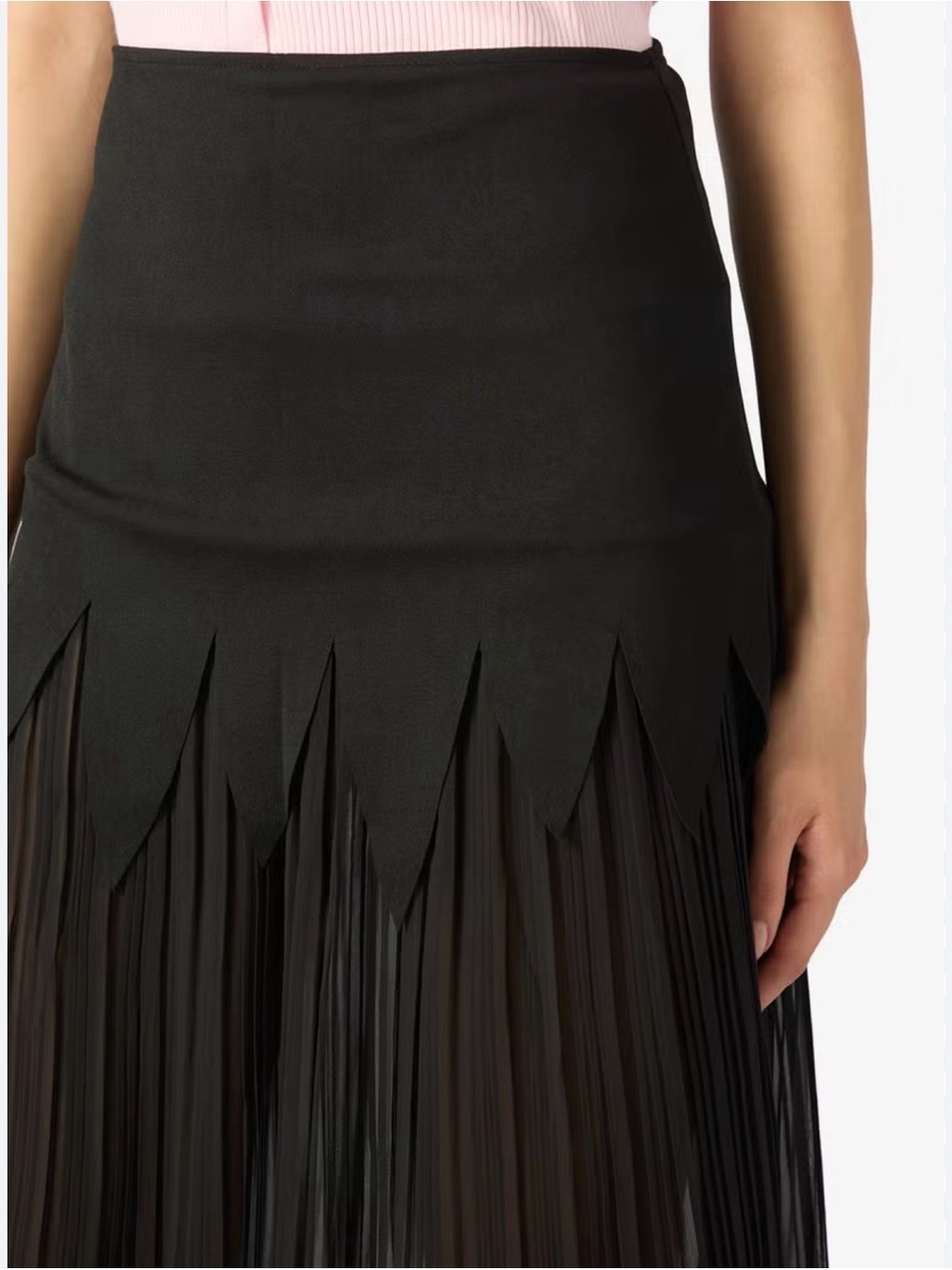 Commense Black Panel Sheer Pleated Fringe Hem Maxi Skirt - Women, XS